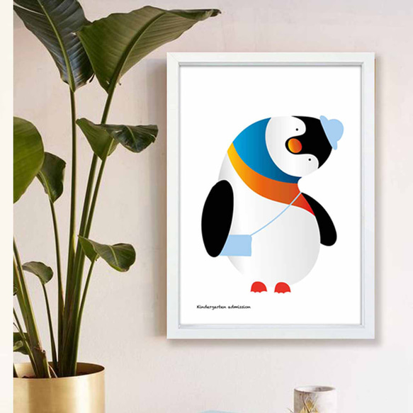 入園だよ〜　ペンギン　イラスト　ポスター　A4 A3 A2 A1　アート  　アートポスター　sei検索　2741 3枚目の画像