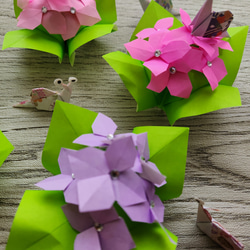 【初夏の飾り　立体紫陽花とかたつむり】ディスプレイ　置物　梅雨　あじさい　折り紙 2枚目の画像