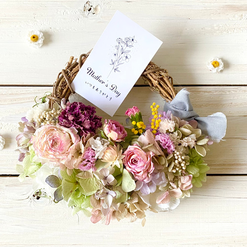 ドライフラワーリース母の日母の日ギフトラナンキュラス カーネーション