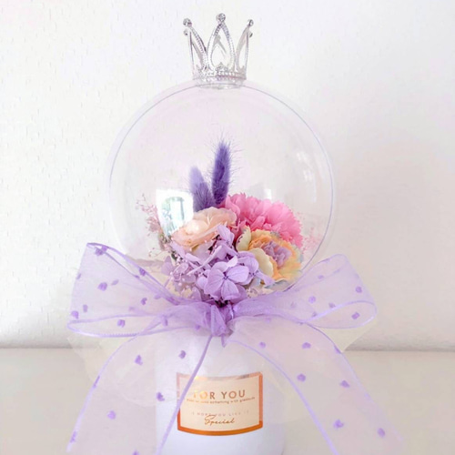 バルーンアレンジ　贈り物　フラワーアレンジ フラワーバルーン♡カーネーションバルーンフラワーアレンジパープル