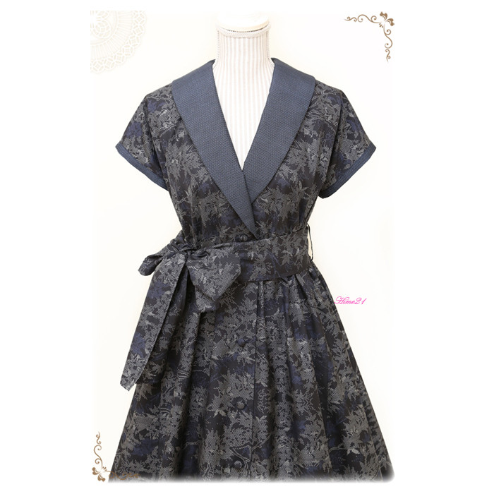 正絹7マルキ大島紬着物リメイクヘチマ衿カシュクールワンピース＊2種類のリボン付き 正絹7マルキ大島紬着物リメイクヘチマ衿カシュクールワンピース