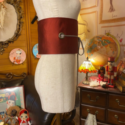 和洋折衷 帯 着物 和装 サッシュベルト 飾り帯 ウエストマーク リメイク ハンドメイド レトロ 古着 OB-87 5枚目の画像