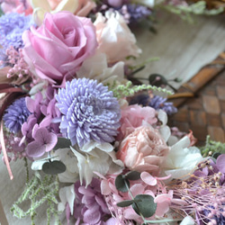 【2024年母親節】粉紫色*玫瑰花園新月花環 第3張的照片