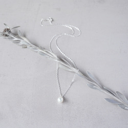 ♦︎ホワイト淡水パールの一粒ネックレス　sv９２５♦︎ 2枚目の画像