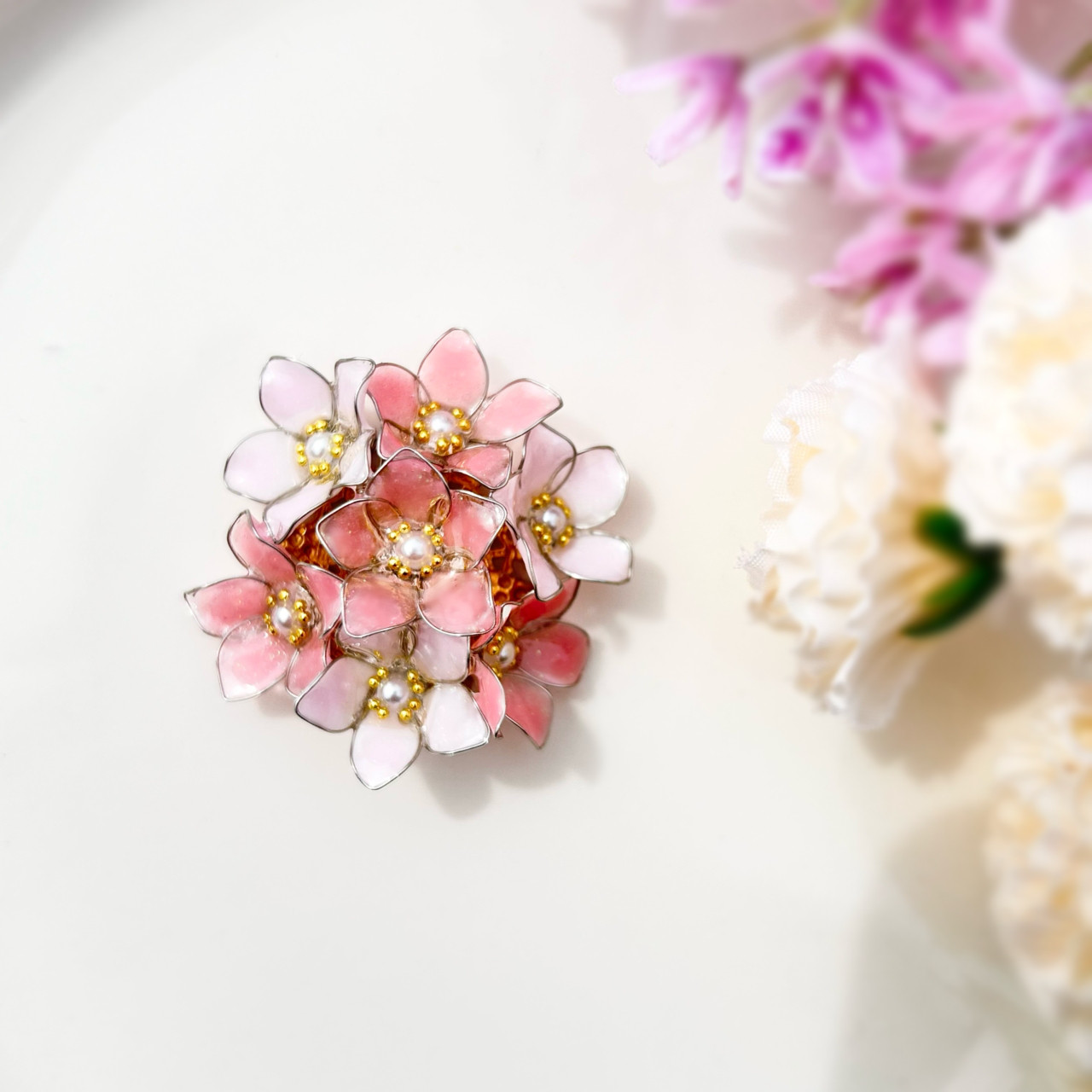 桜の帯留め・ブローチ　2way   桜 ツツジ