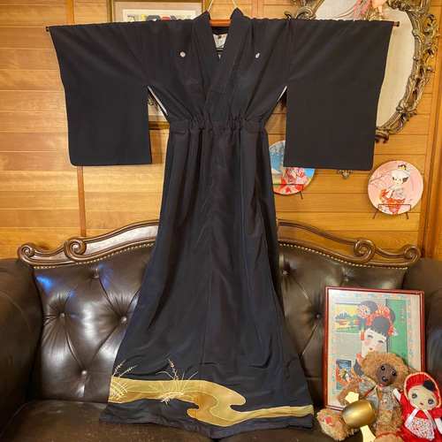 和洋折衷 黒留袖 着物 リメイク ワンピース ドレス ハンドメイド