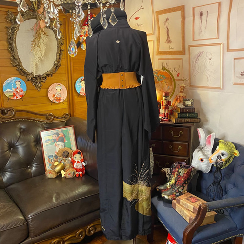 和洋折衷 黒留袖 着物 リメイク ワンピース ドレス ハンドメイド