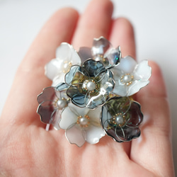 大人フォーマル2026 ネモフィラのブローチ 青 花 ワイヤーワーク