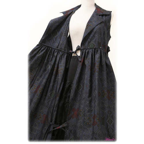 着物リメイク　カシュクール　ロングワンピース 着物リメイク カシュクール ロングワンピース 紬 カシュクール