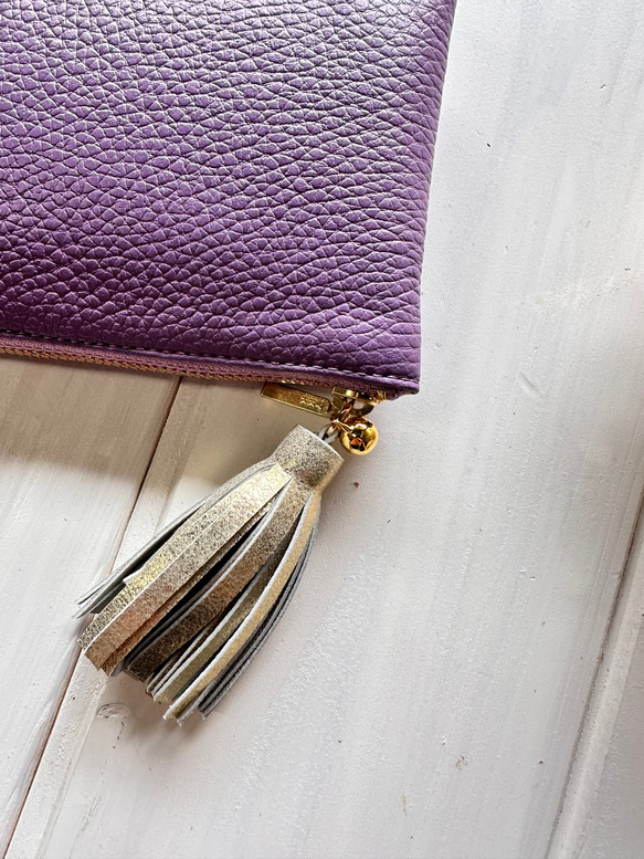 【受注生産】使いやすくてコンパクト☆L字ファスナー長財布『coronコロン』 藤パープル 