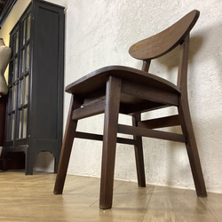 チーク 木製椅子 ワークチェア ダイニングチェア カフェ ダメージ仕上げ チーク無垢 ウォルナット cha403 7枚目の画像