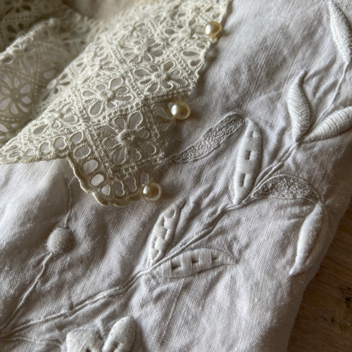 jpgoodbuy専用 whiteworkフランスアンティーク巾着バッグ*手刺繍 5c1751f3d03cca178035aa76bb509f