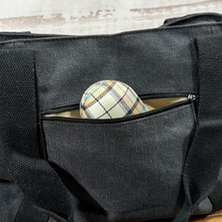 驚喜貓刺繡帆布拉鍊手提包，附多個口袋（黑色） 第7張的照片