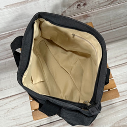 驚喜貓刺繡帆布拉鍊手提包，附多個口袋（黑色） 第3張的照片