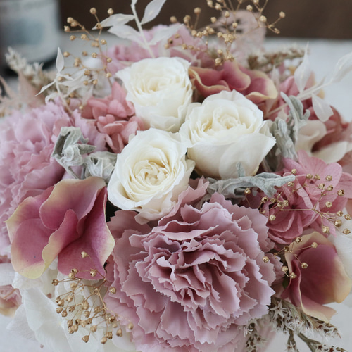 フラワーアレンジメント ~antique white pink~ プリザーブド フラワーアレンジメント ~antique white pink~ プリザーブド