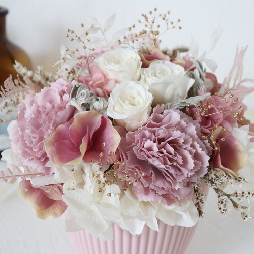 フラワーアレンジメント ~antique white pink~ プリザーブド フラワーアレンジメント ~antique white pink~ プリザーブド