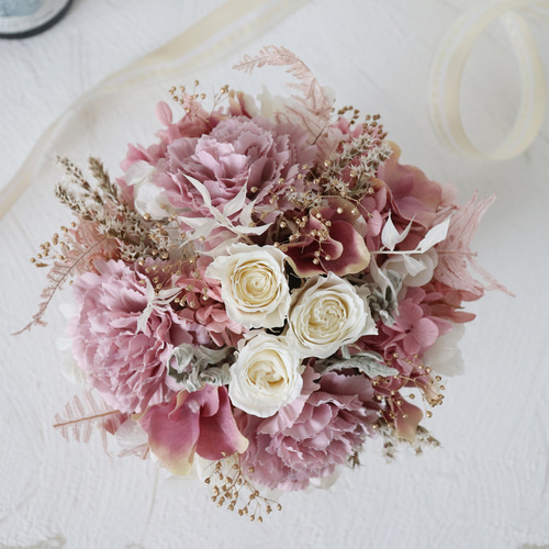 フラワーアレンジメント ~antique white pink~ プリザーブド フラワーアレンジメント ~antique white pink~ プリザーブド