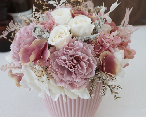 フラワーアレンジメント ~antique white pink~ プリザーブド フラワーアレンジメント ~antique white pink~ プリザーブド