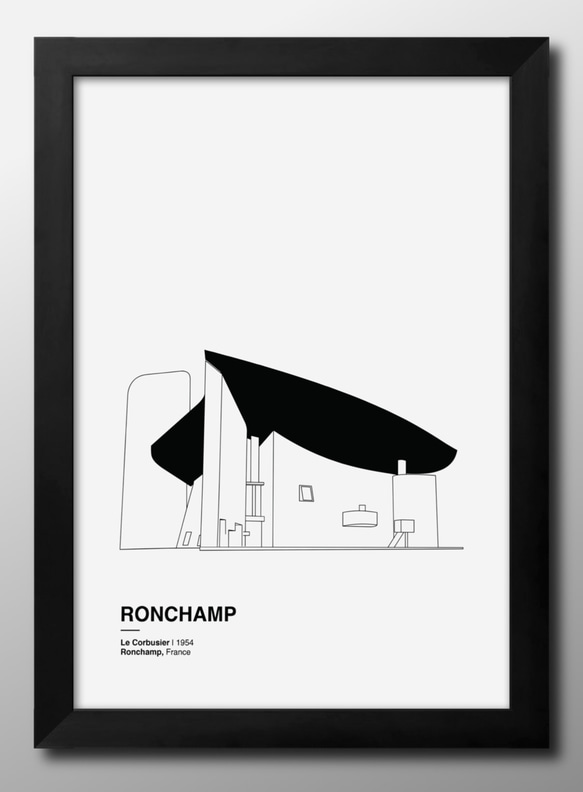 14549■アートポスター　絵画　A3サイズ『ル・コルビジェ　Ronchamp』イラスト　デザイン　上級マット紙　北欧 1枚目の画像