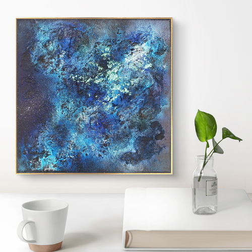 深海にあるもの / 抽象画 18×18㎝ 【S0】 テクスチャ ギフト