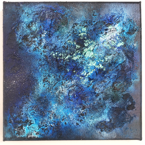 深海にあるもの / 抽象画 18×18㎝ 【S0】 テクスチャ ギフト