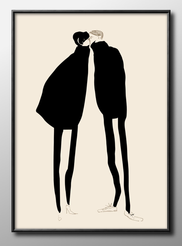 【LICK ME】手描き イラスト アートポスター 14435□アートポスター 絵画 A3サイズ『キス Megan Galante