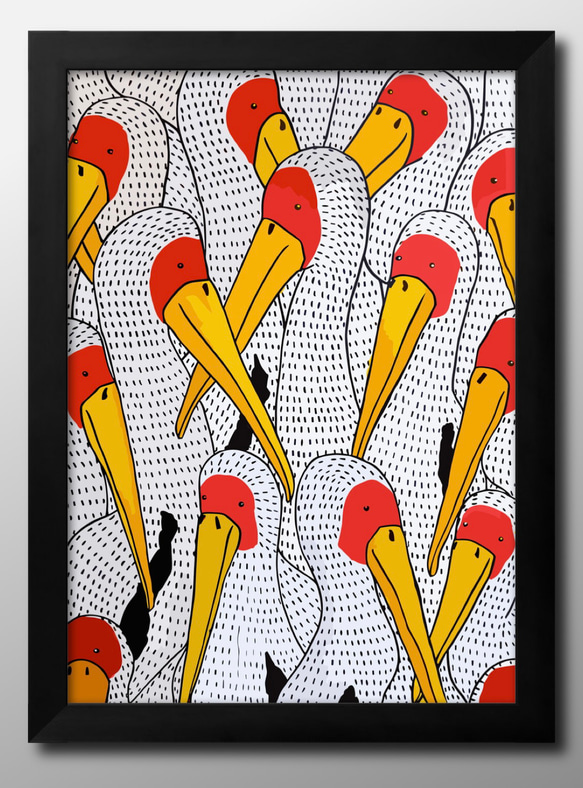 13963□アートポスター 絵画 A3サイズ『鳥 バード』イラスト