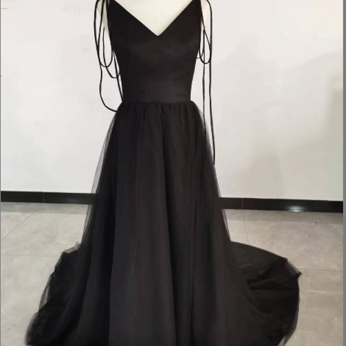 前撮り ドレス Vネック 背中見せ パーティードレス 結婚式 2次会  