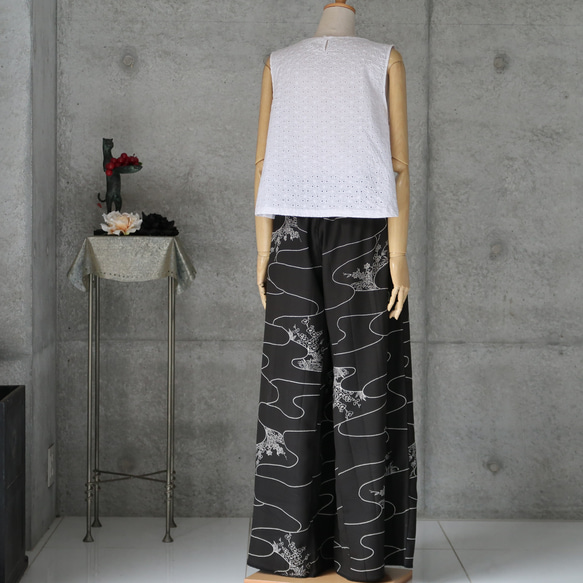 ロングスカート風のマキシパンツ　 フリーサイズ   　着物リメイク　 6枚目の画像