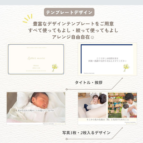 パワポ用】レタームービー サンクスムービー テンプレート （ミモザ
