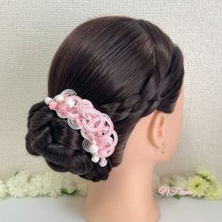 成人式卒業式結婚式・水引髪飾り・四つ輪・桜ピンク 4枚目の画像