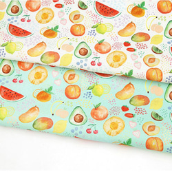 韓国製 果物柄  甘いフルーツ柄 ジューシーフルーツ 生地 コットン100％シーチング Juicy Fruits 2枚目の画像