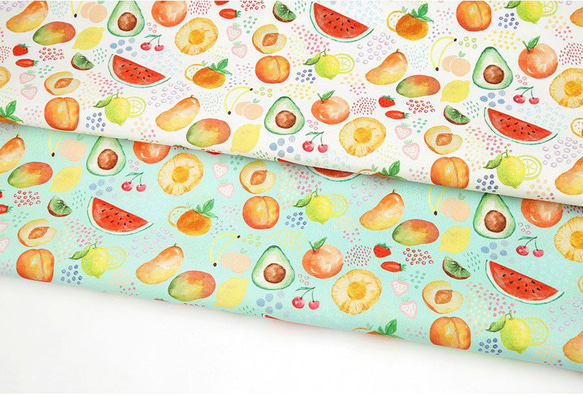 韓国製 果物柄  甘いフルーツ柄 ジューシーフルーツ 生地 コットン100％シーチング Juicy Fruits 2枚目の画像