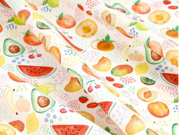 韓国製 果物柄  甘いフルーツ柄 ジューシーフルーツ 生地 コットン100％シーチング Juicy Fruits 9枚目の画像