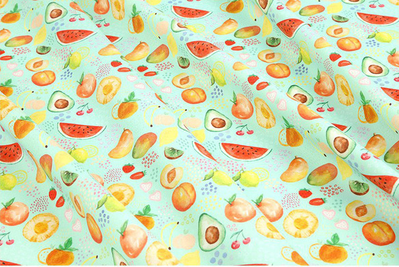 韓国製 果物柄  甘いフルーツ柄 ジューシーフルーツ 生地 コットン100％シーチング Juicy Fruits 5枚目の画像