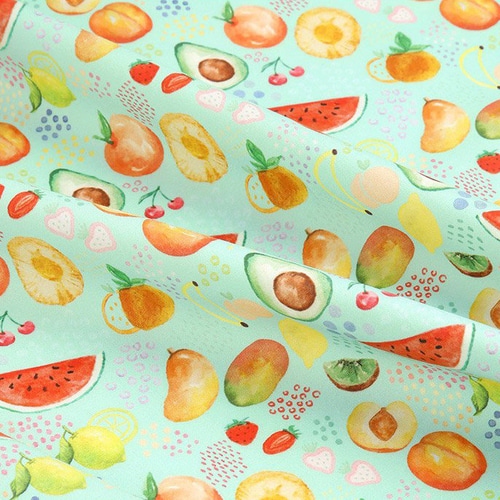 韓国製 果物柄 甘いフルーツ柄 ジューシーフルーツ 生地 コットン100  