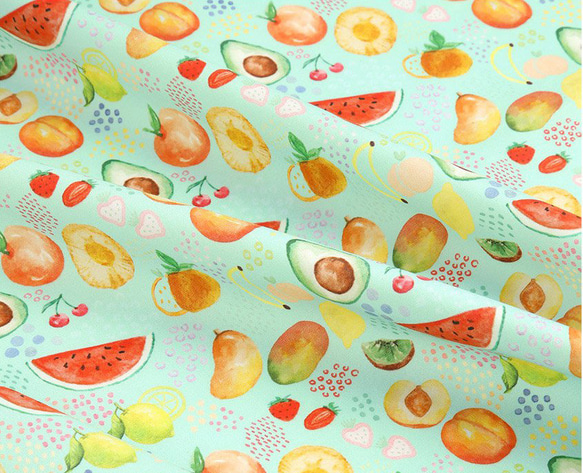 韓国製 果物柄  甘いフルーツ柄 ジューシーフルーツ 生地 コットン100％シーチング Juicy Fruits 6枚目の画像