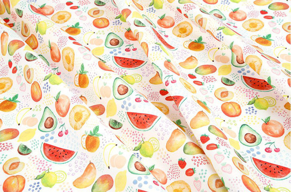 韓国製 果物柄  甘いフルーツ柄 ジューシーフルーツ 生地 コットン100％シーチング Juicy Fruits 8枚目の画像