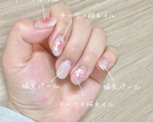 さくらネイル♡ ネイルチップ 春ネイル 桜ホロネイル ピンク