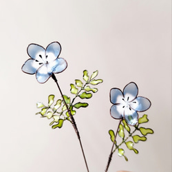 【ネモフィラ2本セット】　フェイクフラワー　玄関飾り　ニッチ飾り　一輪挿し　季節の花　青い花 3枚目の画像