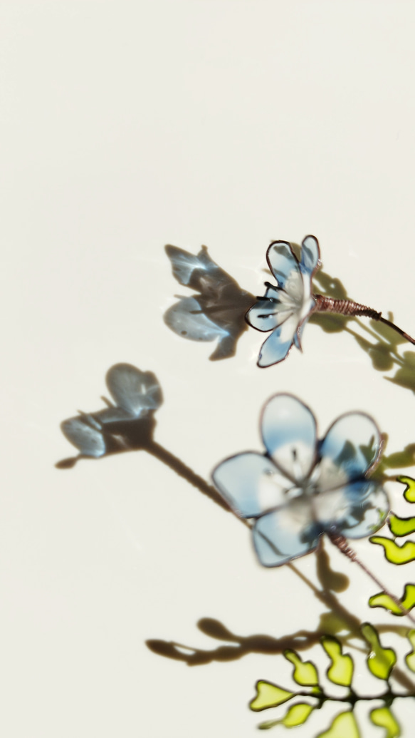 【ネモフィラ2本セット】　フェイクフラワー　玄関飾り　ニッチ飾り　一輪挿し　季節の花　青い花 8枚目の画像