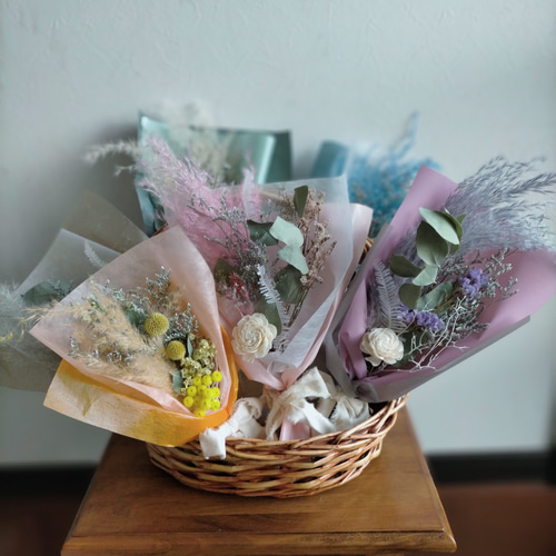 カラーパンパスグラスのミニブーケ 花束 母の日 ドライフラワー