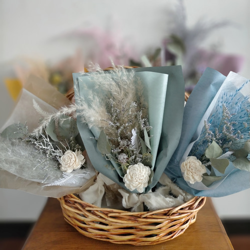 カラーパンパスグラスのミニブーケ 花束 母の日 ドライフラワー