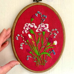 《受注製作》Carnations in the room 2024 手刺繍タペストリー 2枚目の画像