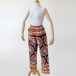 カンガのジョッパーズパンツ（ココアブラウン × キャロットオレンジ）アフリカ布パンツ カンガパンツ 7枚目の画像