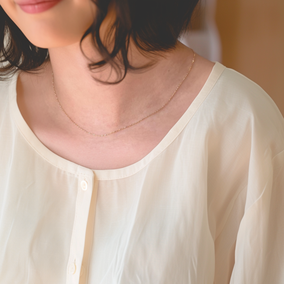 【再販×18！】冬のおしゃれに♡K18 シンプル 華奢 チェーンネックレス スキンジュエリー 重ね付け 普段使い〈46〉