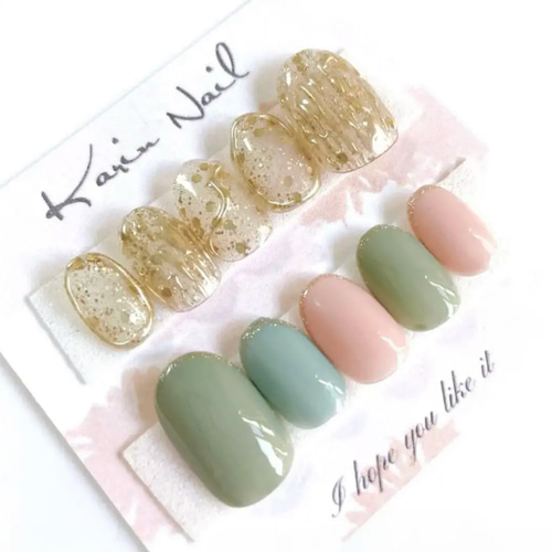 ニュアンスネイル ゴールド ジェルネイル ミラー フレンチネイル 大人  