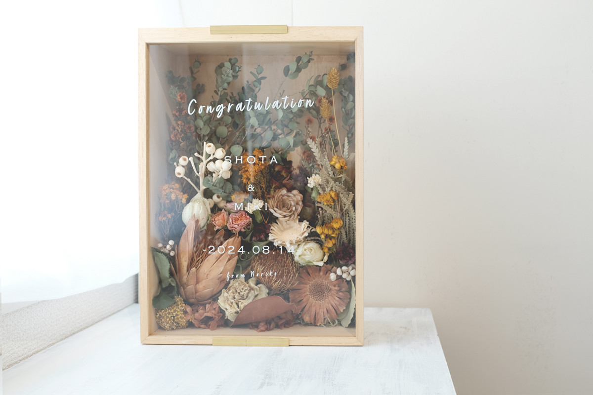 ウッドボックス Mサイズ 母の日 両親贈呈品　子育て感謝状　ドライフラワー