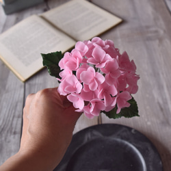 ◆粘土のお花◆　紫陽花・・・ピンク　シアンミニベース　A974 9枚目の画像