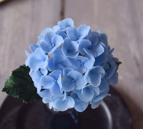 ◆粘土のお花◆　紫陽花・・・ライトブルー　シアンミニベース　A973 7枚目の画像
